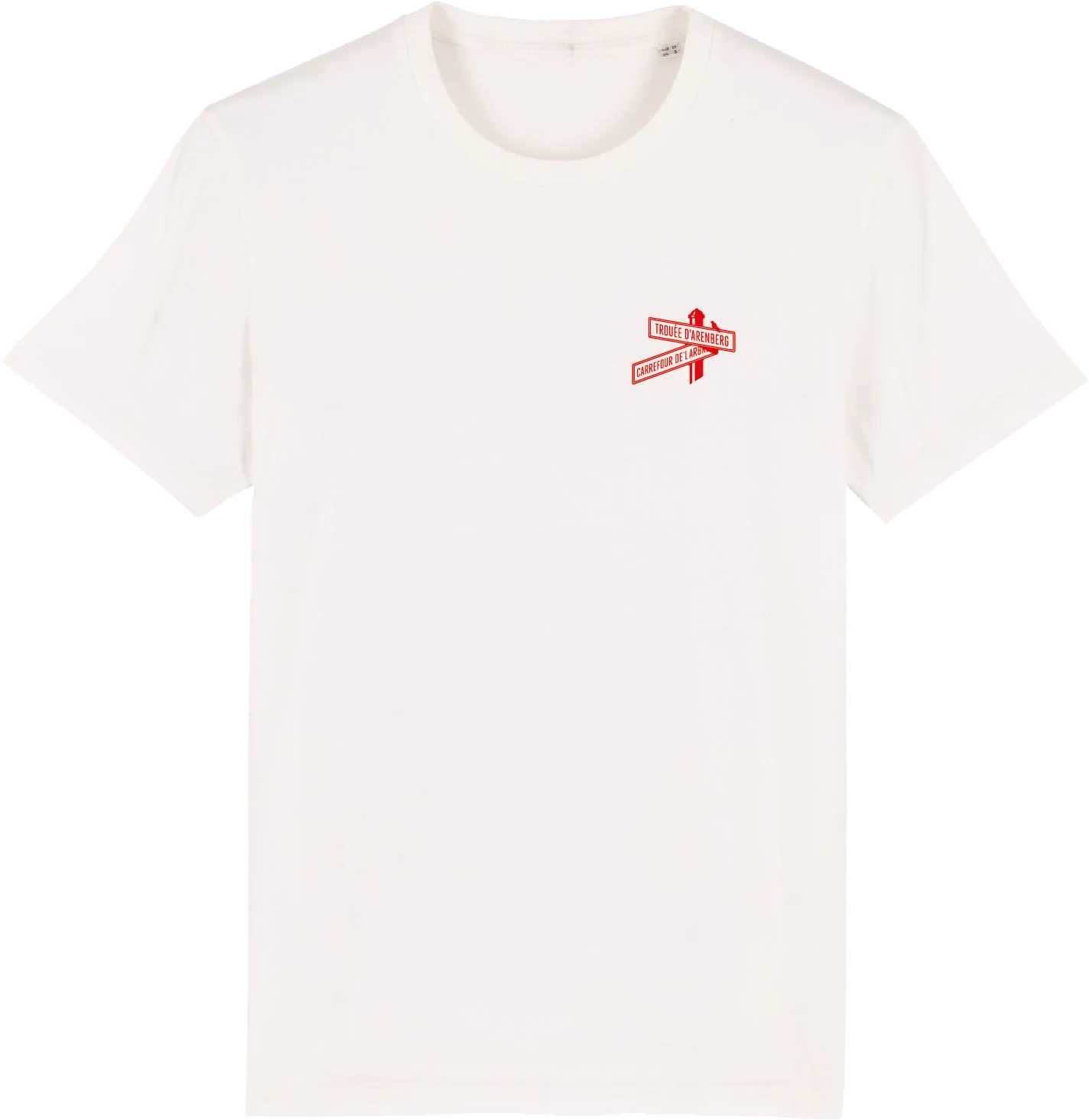 Çois Cycling Legacy Roubaix road sign unisex cycling T-shirt (offwhite/red)