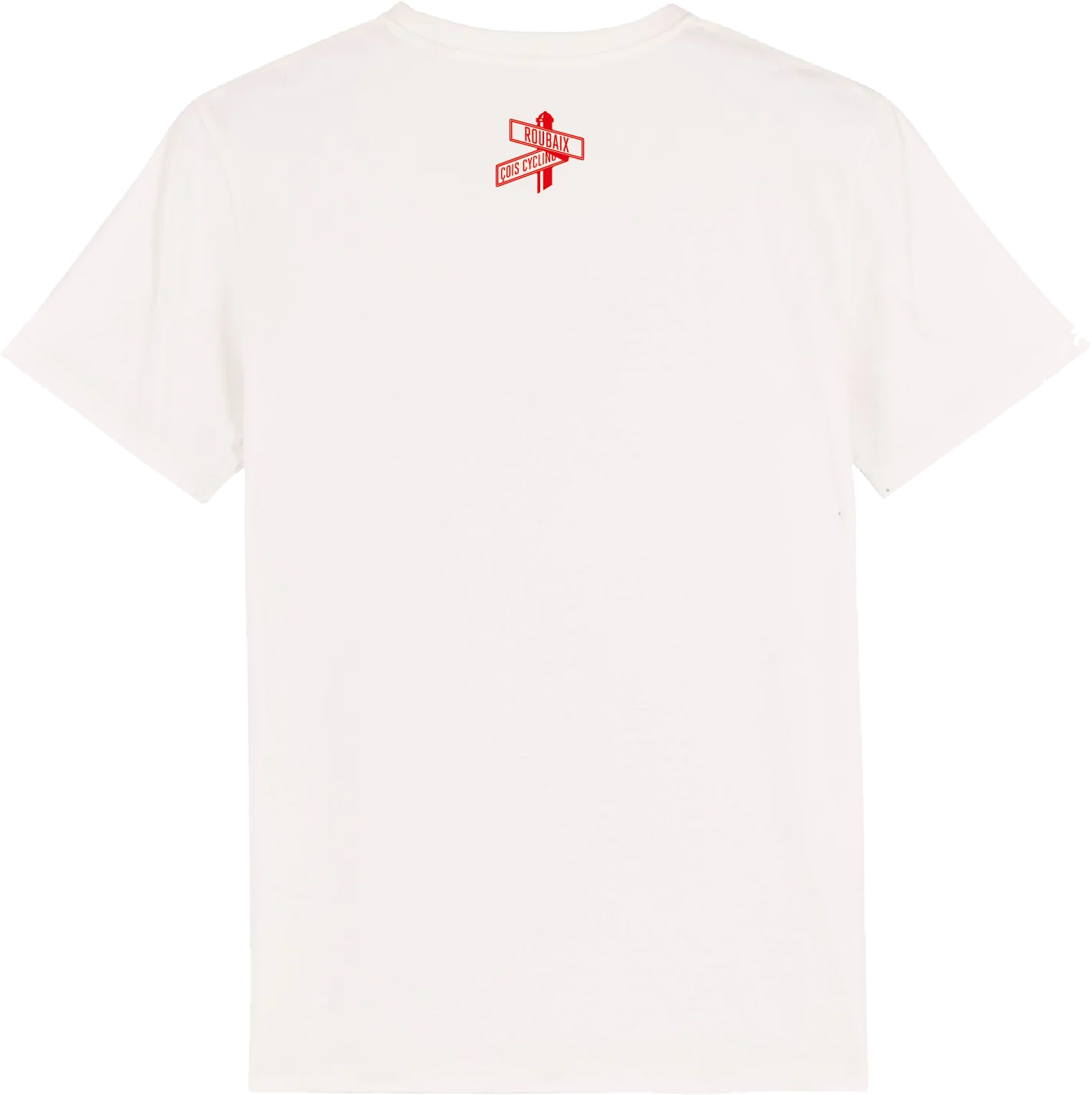 Çois Cycling Legacy Roubaix road sign unisex cycling T-shirt (offwhite/red)
