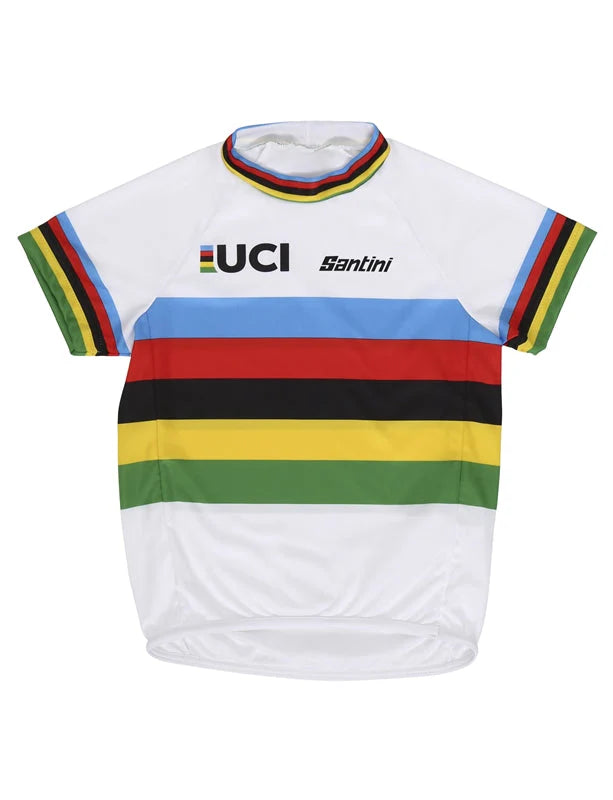 Santini Baby UCI VM Kortærmet Cykeltrøje - Regnbuestribet