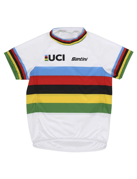 Santini Baby UCI VM Kortærmet Cykeltrøje - Regnbuestribet