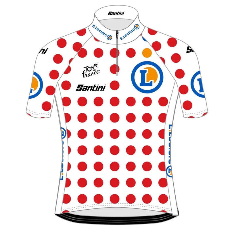 Santini Børn Tour de France Bjergtrøje Kortærmet Cykeltrøje - Prikket