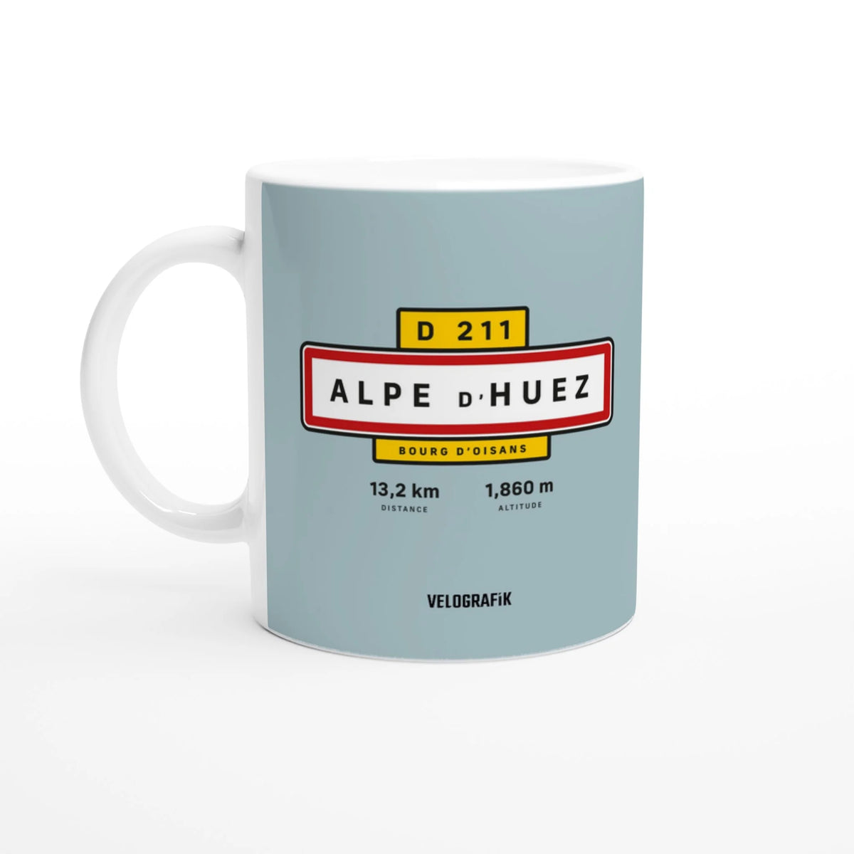 Velografik Alpe d'Huez Classic Col Cycling Road Sign Krus