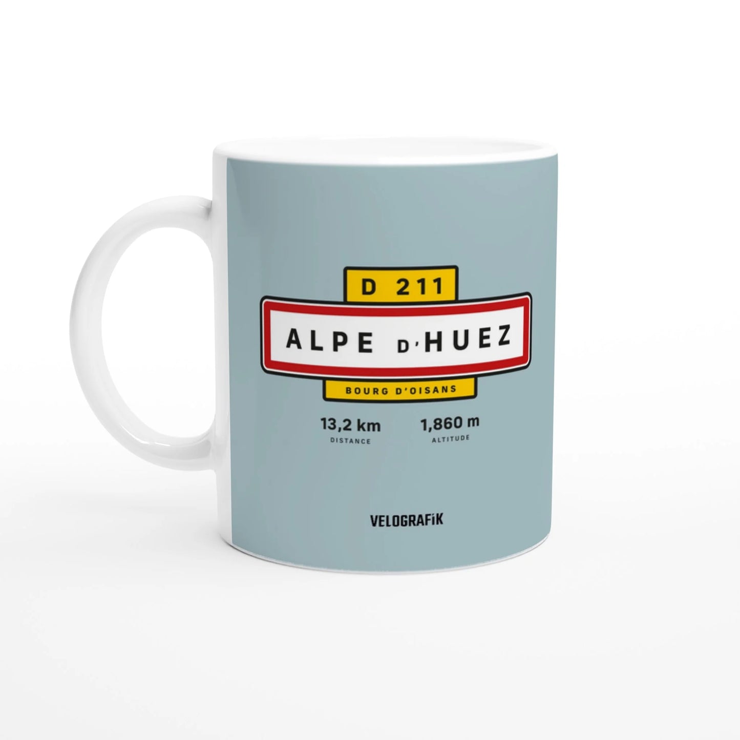Velografik Alpe d'Huez Classic Col Cycling Road Sign Krus