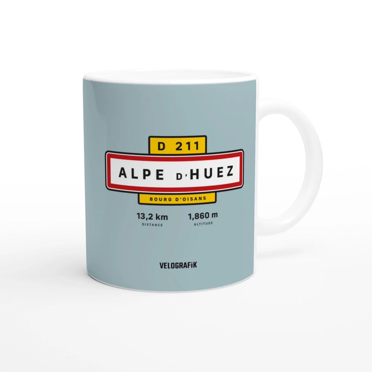 Velografik Alpe d'Huez Classic Col Cycling Road Sign Krus