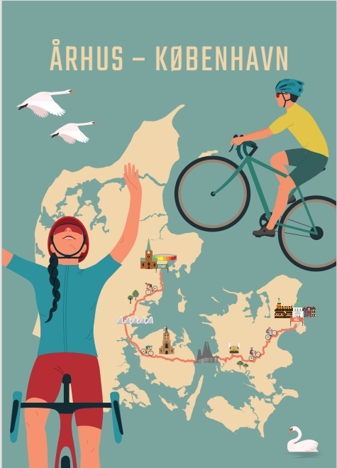 Cykelplakater.dk - Århus-København 50x70cm