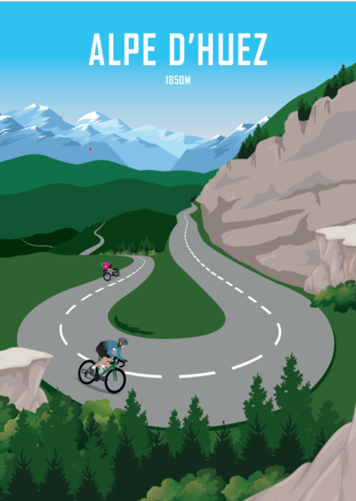 Cykelplakater.dk - Alpe d'Huez 21x30cm