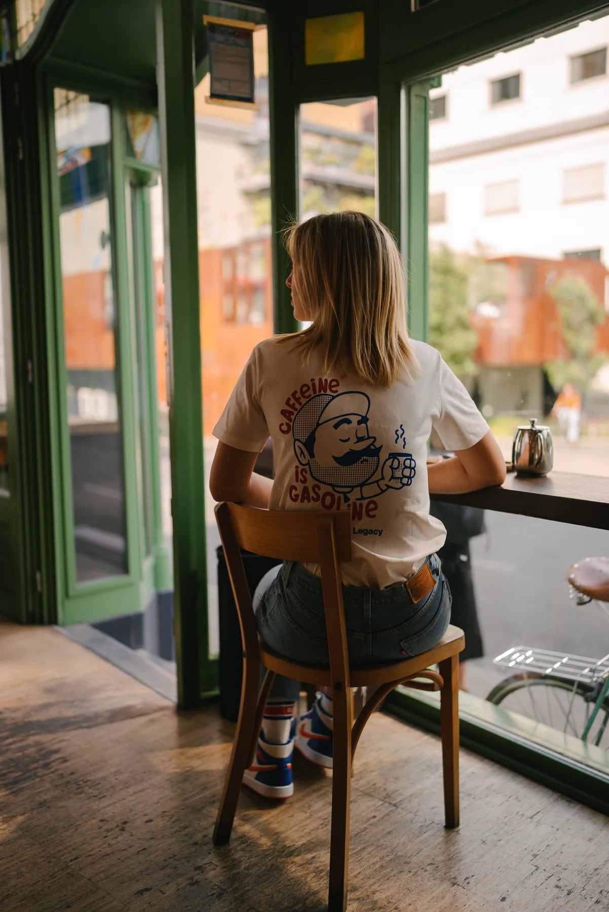Cois Cycling Legacy Caffeine is gasoline unisex cycling T-shirt - Hvid