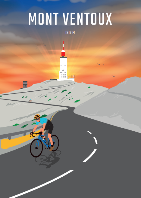 Cykelplakater.dk - Mont Ventoux Sundown 1 21x30cm