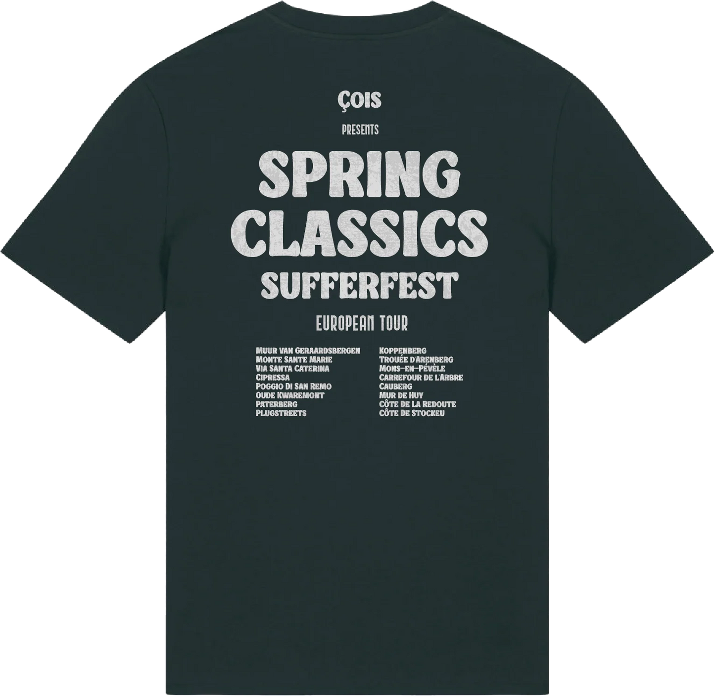 Çois Cycling Legacy Spring Classics Sufferfest Unisex Cycling T-shirt (Black)
