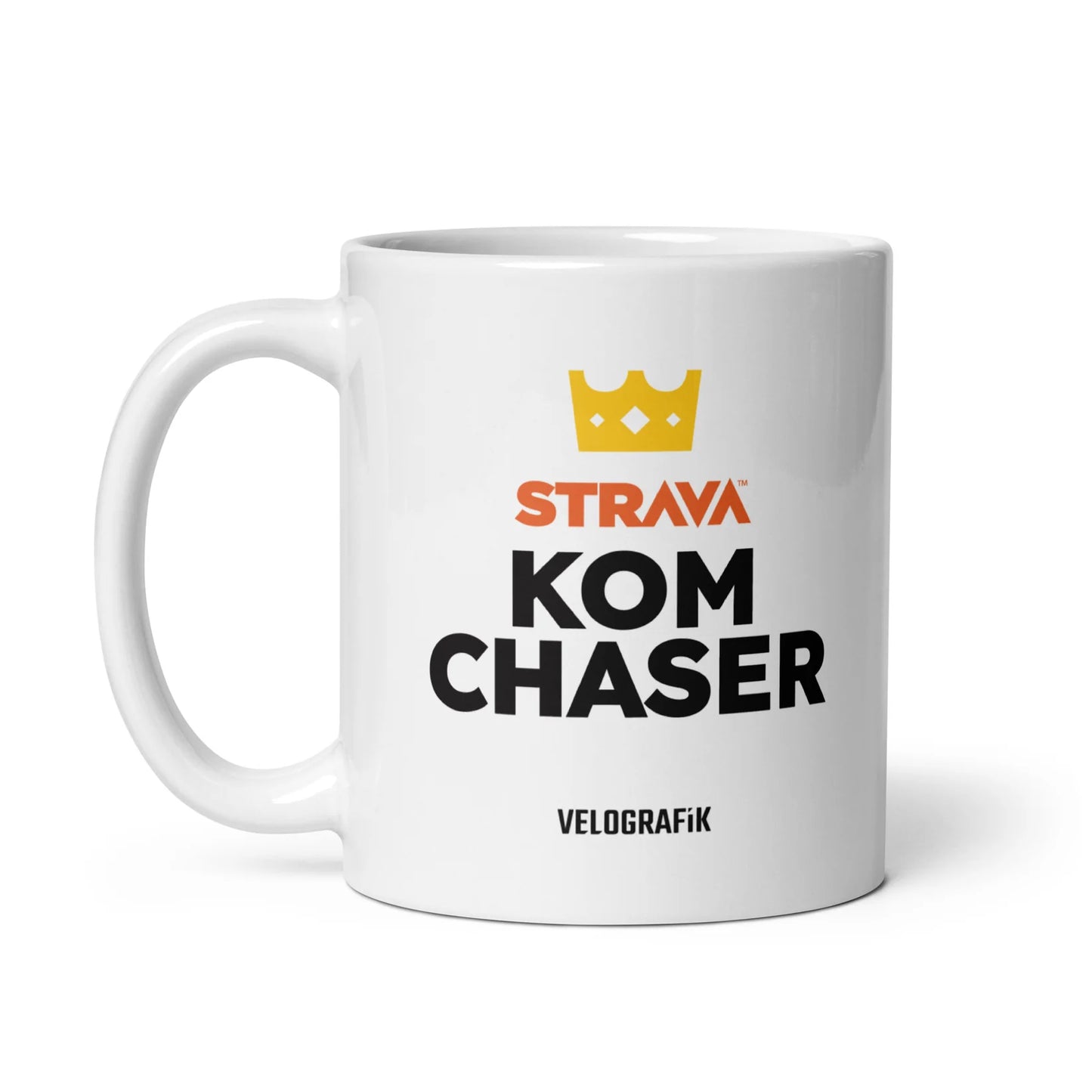 Velografik Strava KOM Chaser Cycling Krus - Hvid